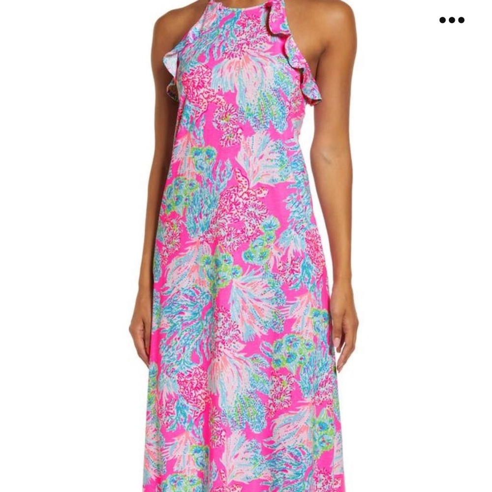 Lilly Pulitzer Billie Floral Halter Neck Pima | PROSECCO PINK SEAING THINGS